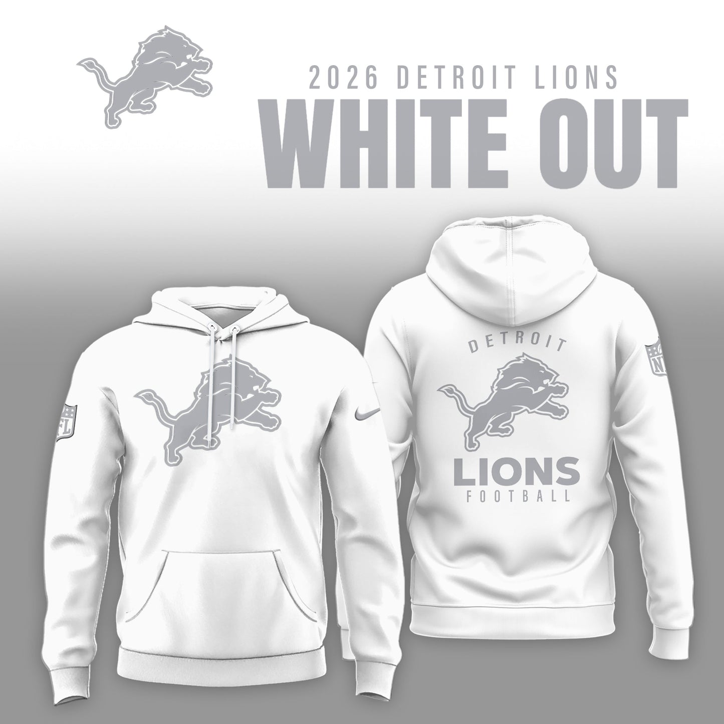Detroit Lions 2026 White Out Limited Edition Hoodie