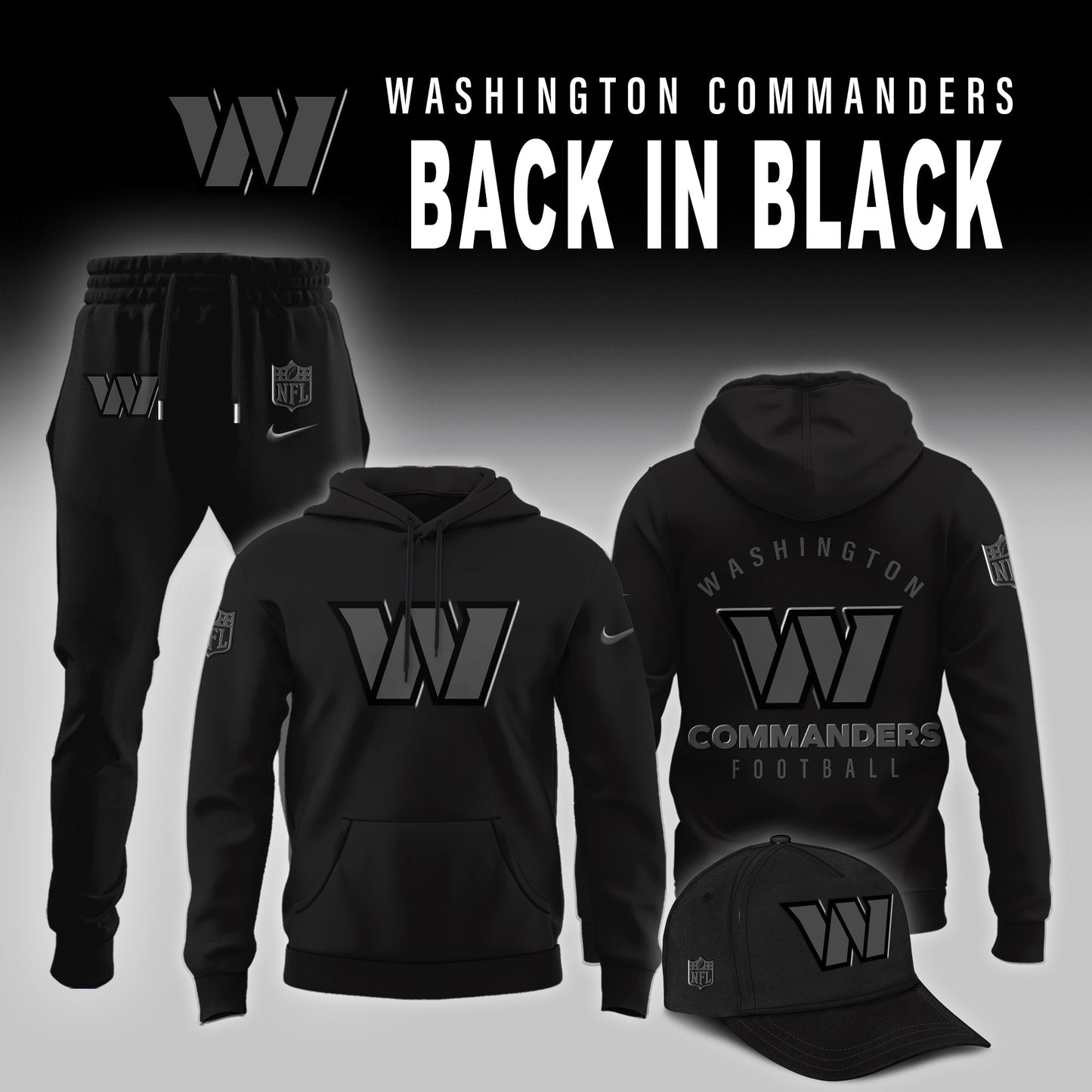 Washington Commanders 2025 Back In Black Limited Edition Combo Hoodie