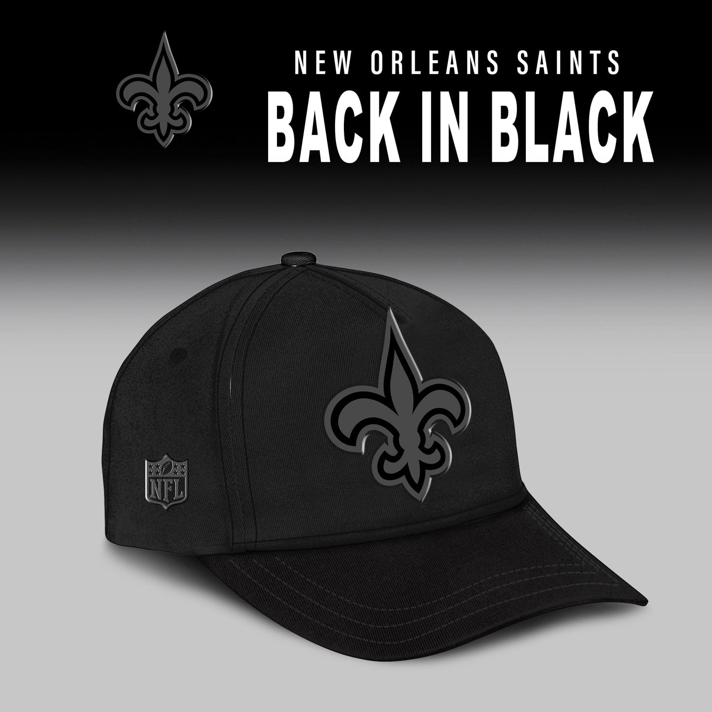 New Orleans Saints Back In Black Half Zip Hoodie