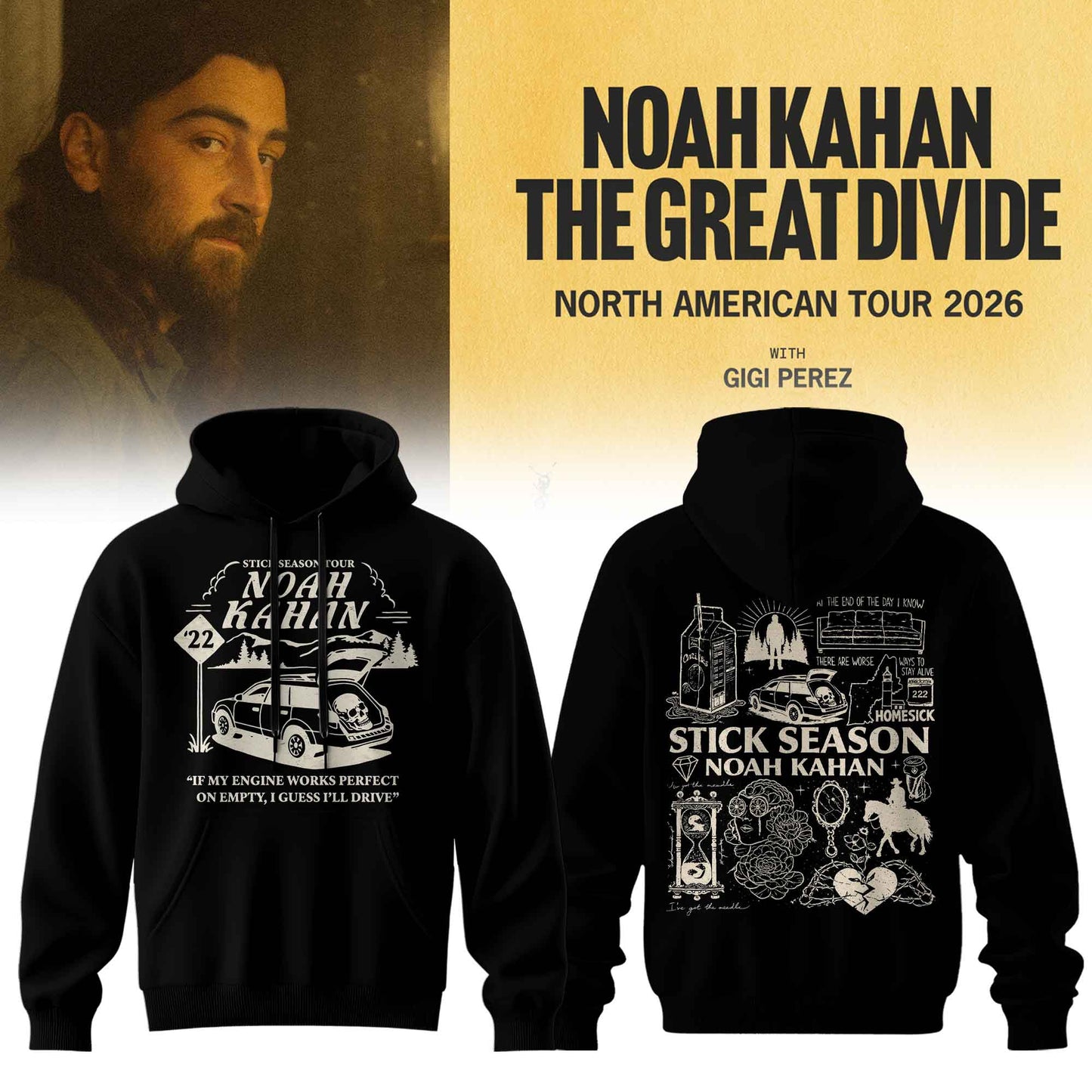 Noah Kahan “ The Great Divide Tour Merch Limited Hoodie