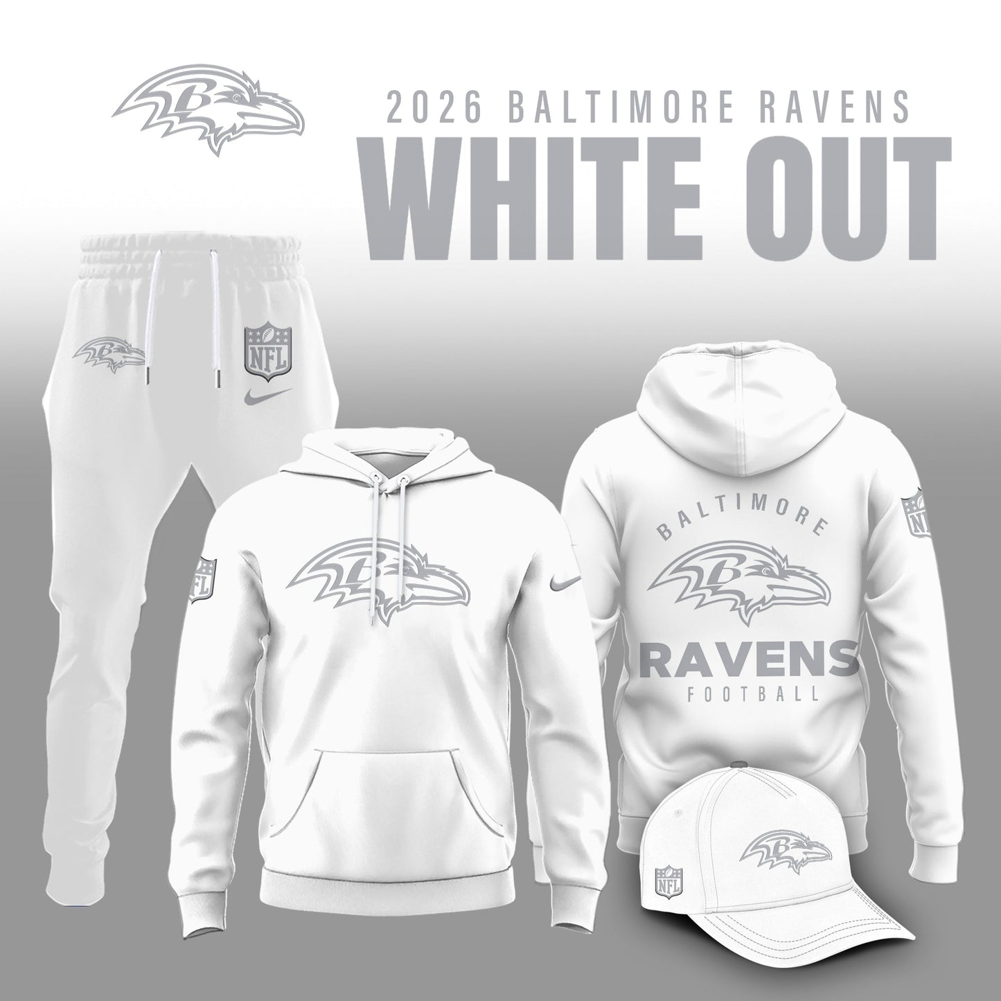 Baltimore Ravens 2026 White Out Limited Edition Hoodie