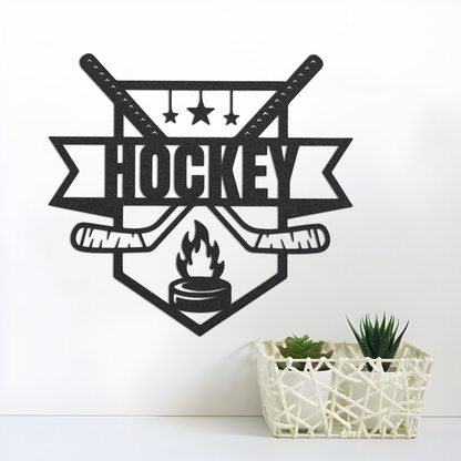 Hockey Stick Metal Wall Art,Custom Hockey Metal Sign,Hockey Wall Decor,Personalized Hockey Player Name Sign,Hockey sign for Kids Room Decor