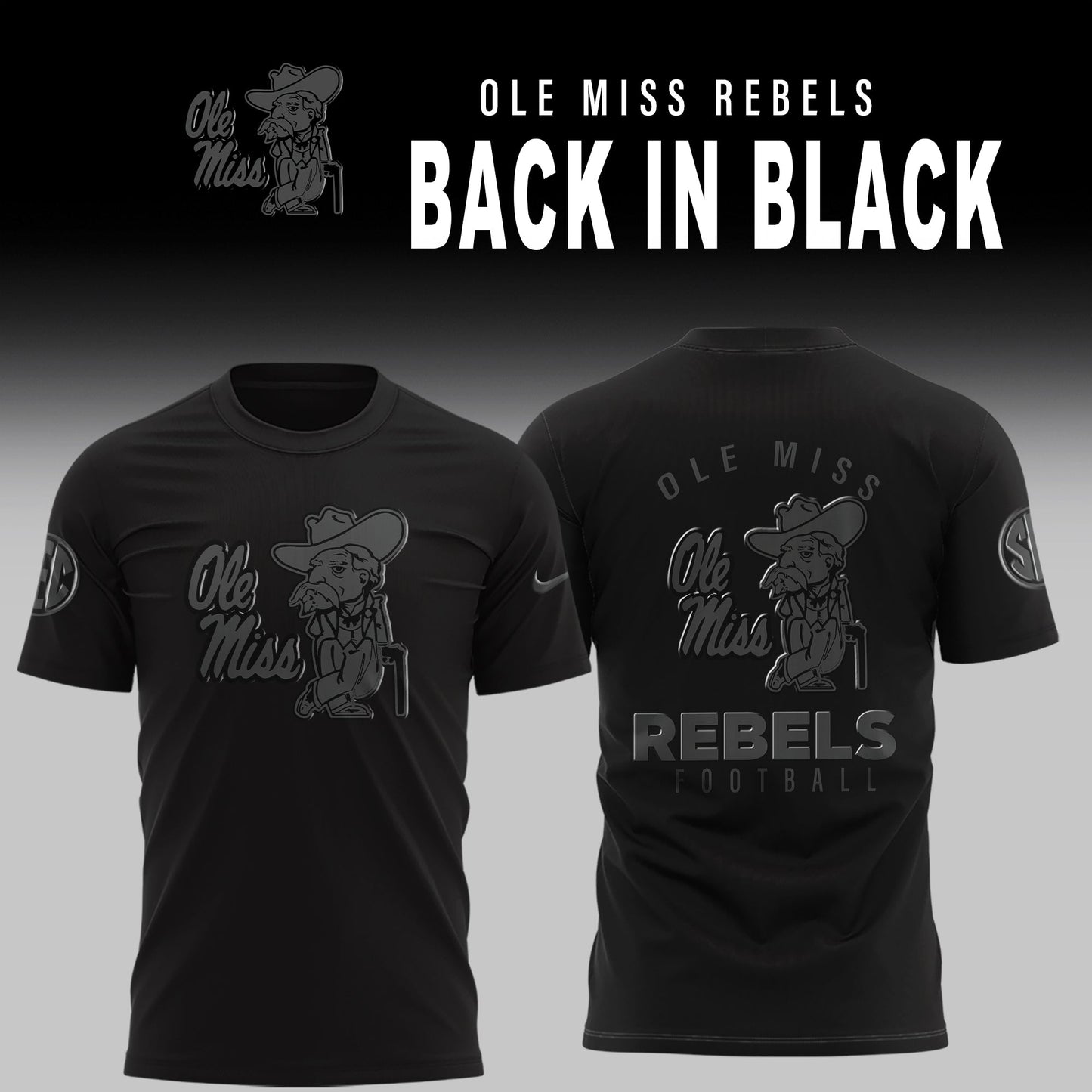 Ole Miss Football Back In Black Limited Edition Combo T-shirt