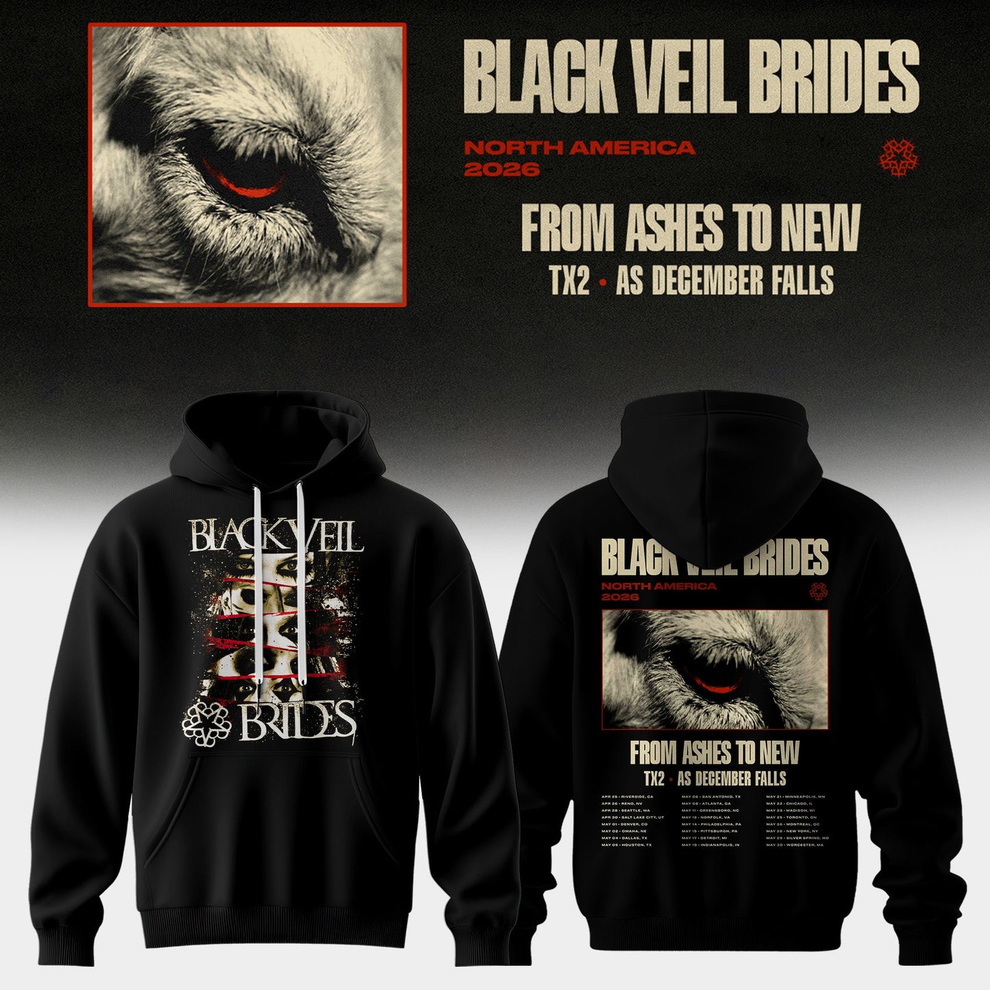 Black Veil Brides “ From Ashes To New Tour (North America 2026) Limited Hoodie