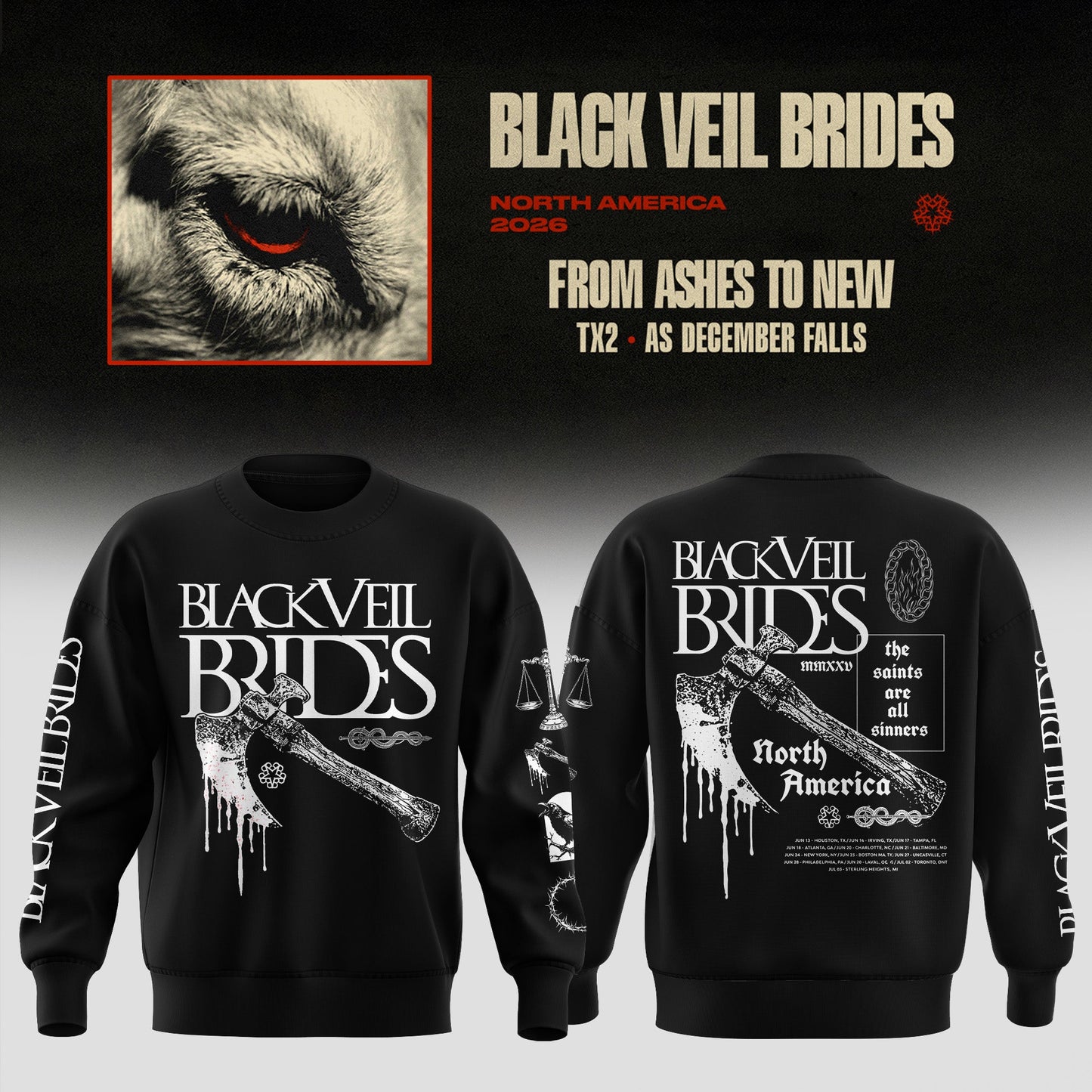 Black Veil Brides “ From Ashes To New Tour (North America 2026) Sweater