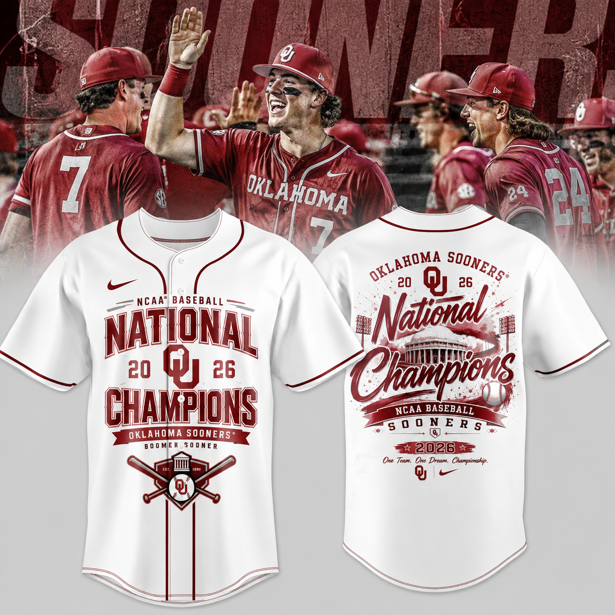 Oklahoma Sooners 2026 NCAA Baseball National Champions Jersey
