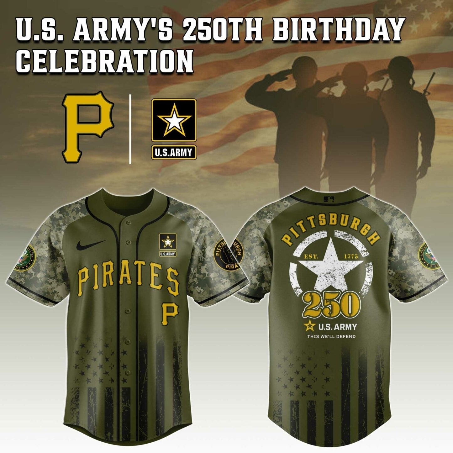 Pittsburgh Pirates MLB x 250 U.S. ARMY Jersey 03
