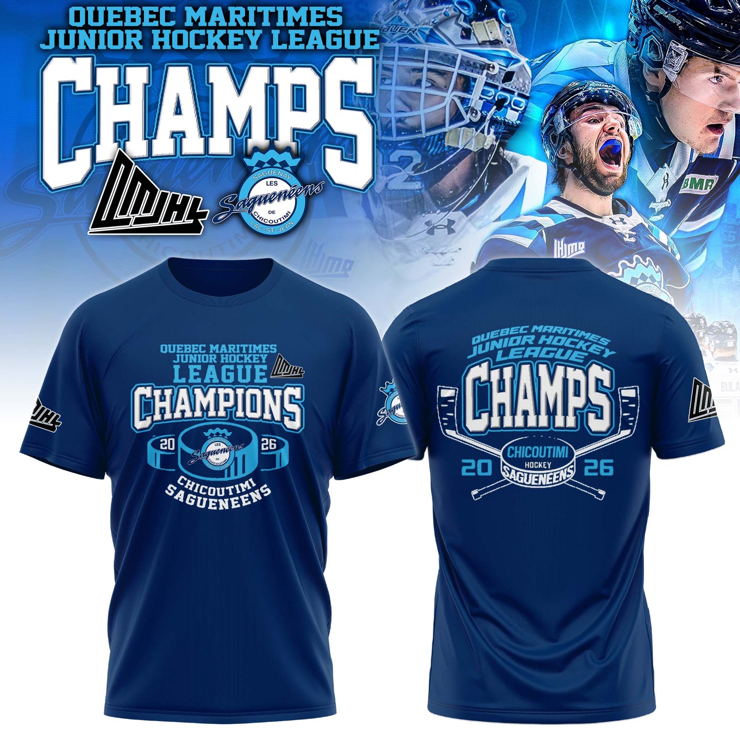 Chicoutimi Saguenéens 2026 QMJHL Champions Tshirt Limited Edition