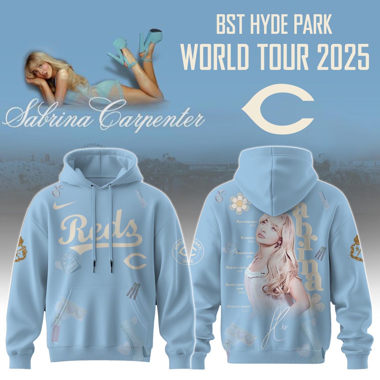 C Reds x Sabrina Carpenter Short  Sweet Tour Hoodie Editions Limited +Selling Out Fast