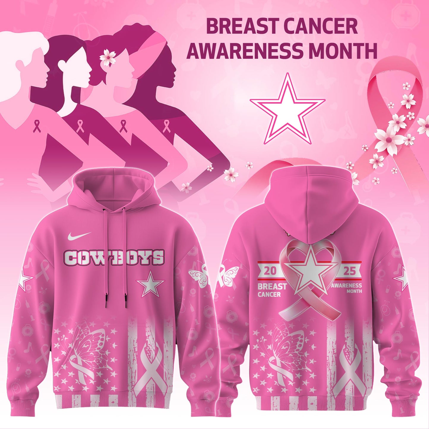 Dallas Cowboys Special Breast Cancer Awareness Month Limited Edition Hoodie 2025
