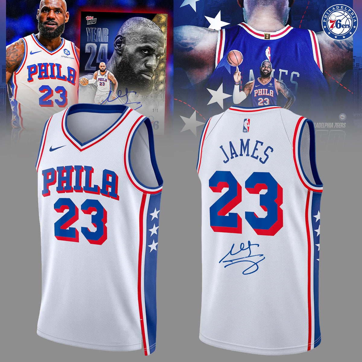 Philadelphia 76ers LeBron James signed Jersey