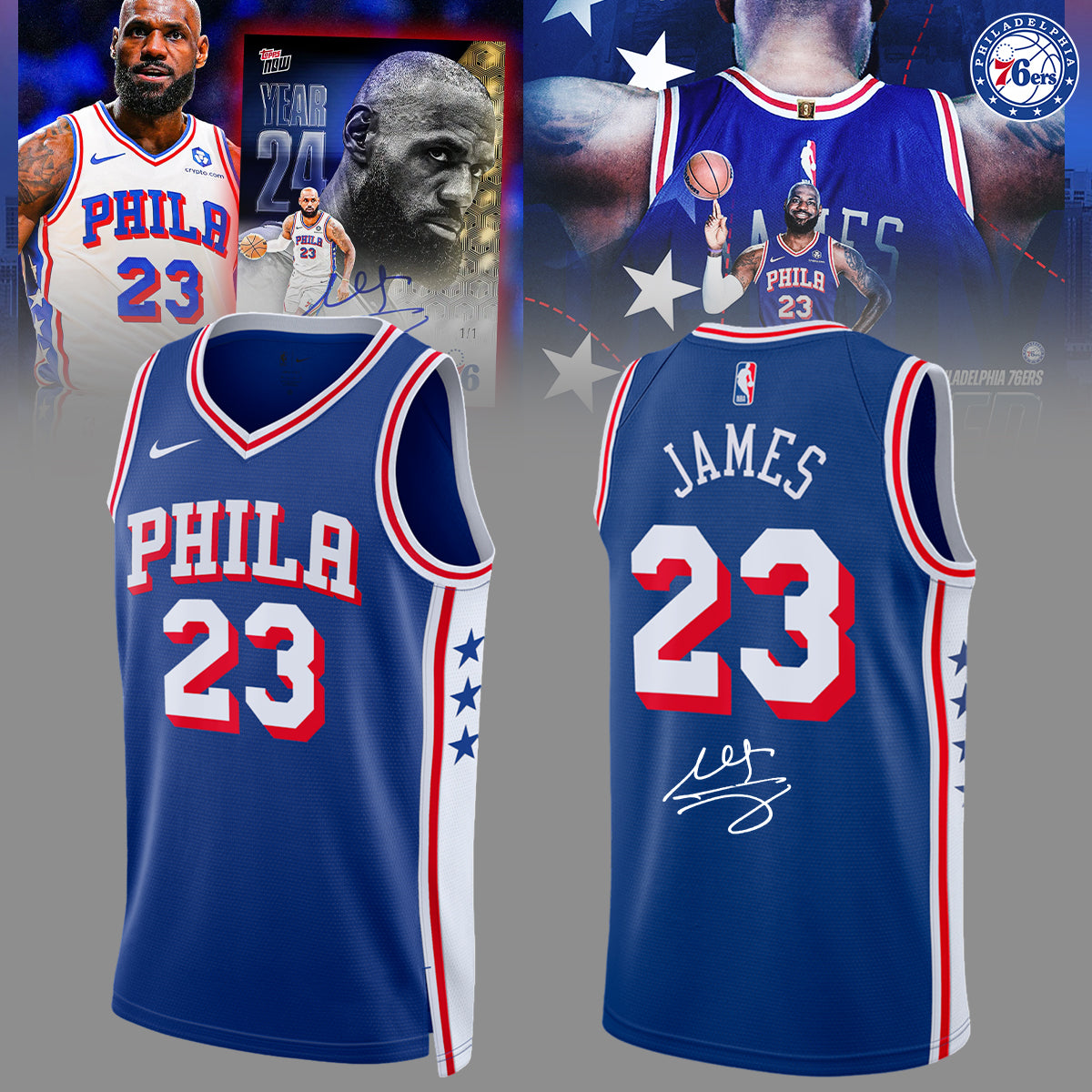 Philadelphia 76ers LeBron James signed Jersey
