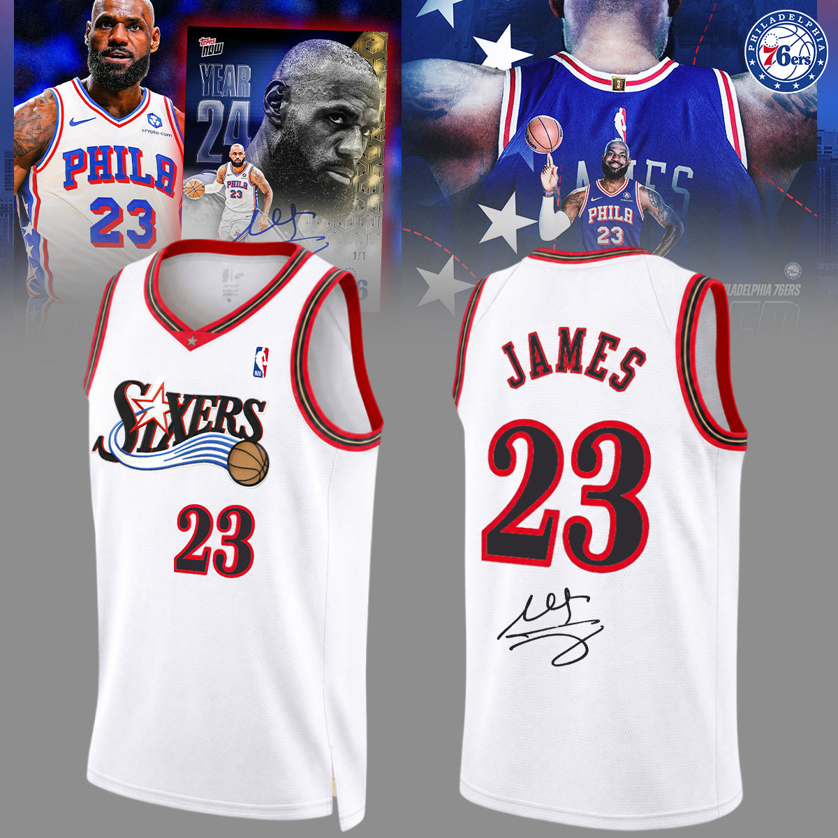 Philadelphia 76ers LeBron James signed Jersey