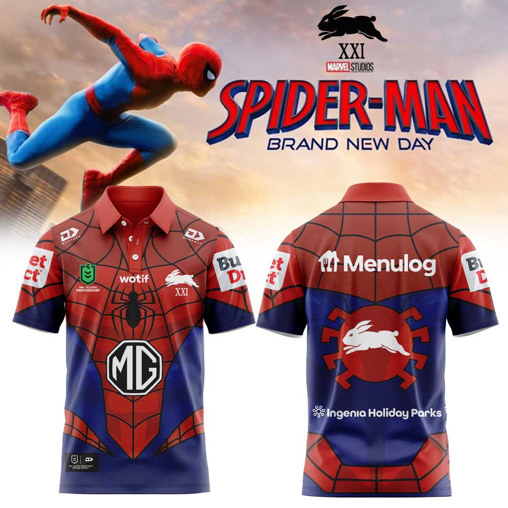South Sydney Rabbitohs x Spider-Man 2026 Merch Polo