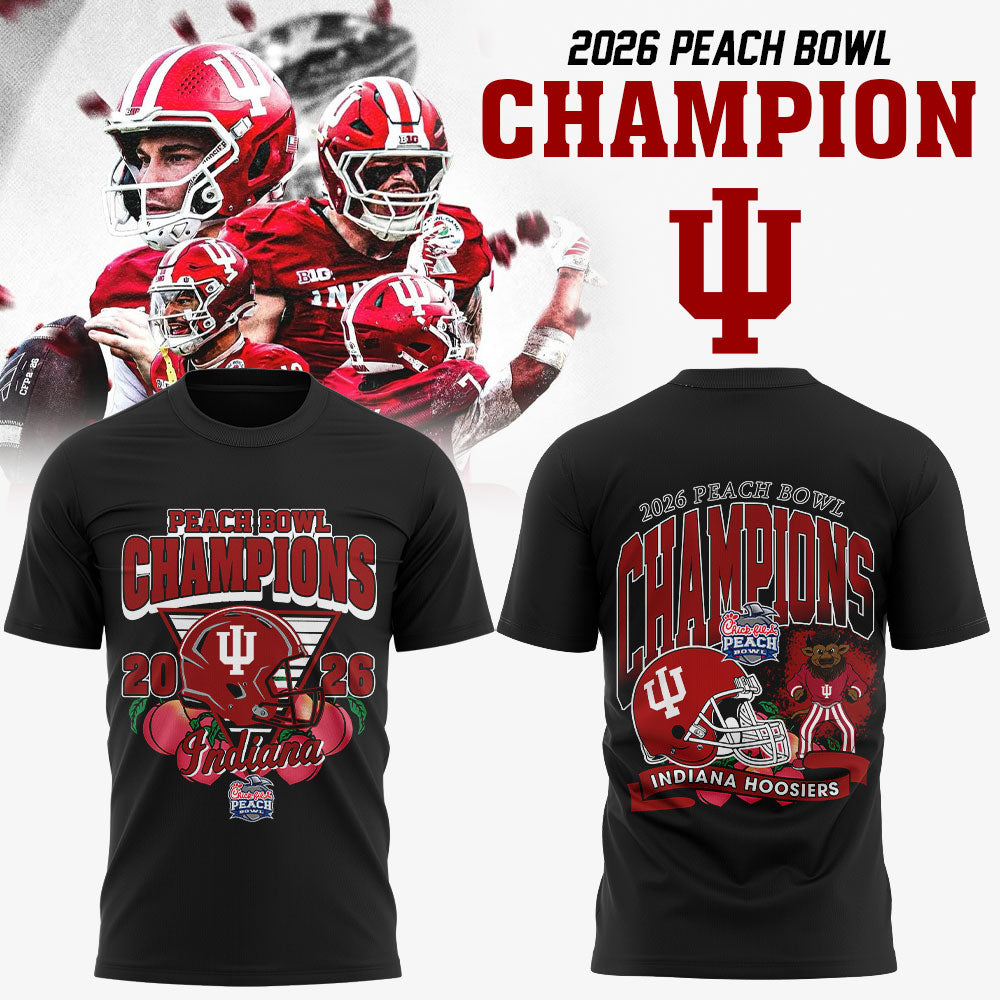 Indiana Hoosiers Peach Bowl Champion 2026 Black Shirt