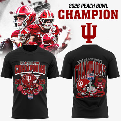 Indiana Hoosiers Peach Bowl Champion 2026 Black Shirt