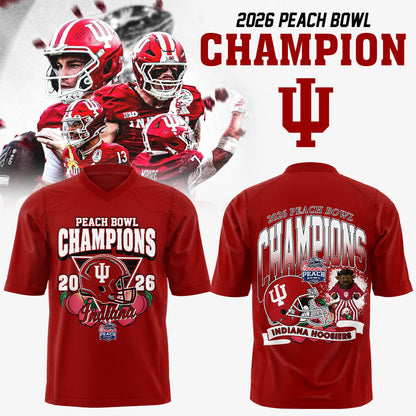 Indiana Hoosiers Peach Bowl Champion 2026 Red Football Jersey