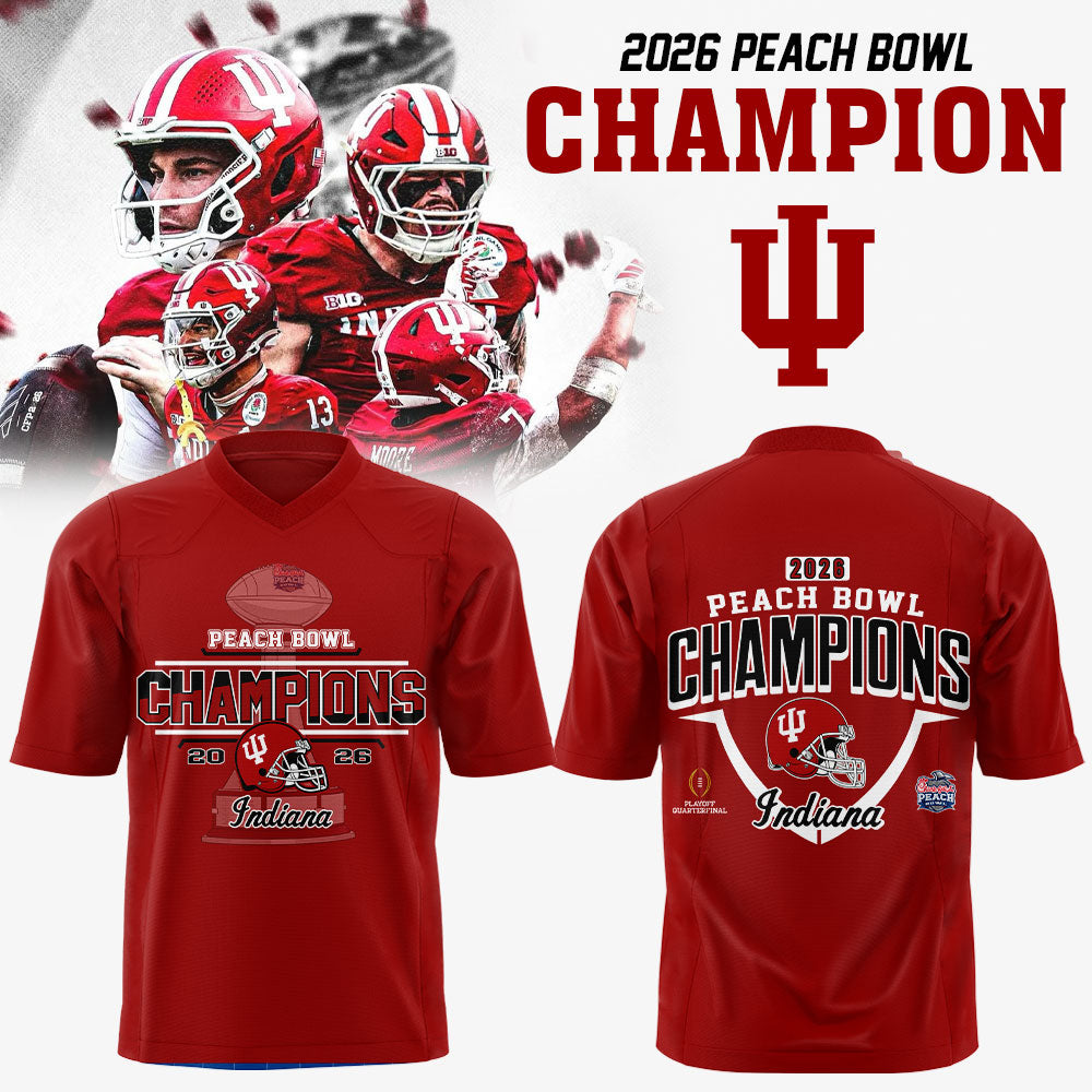 Indiana Hoosiers Peach Bowl Champion 2026 Red Football Jersey