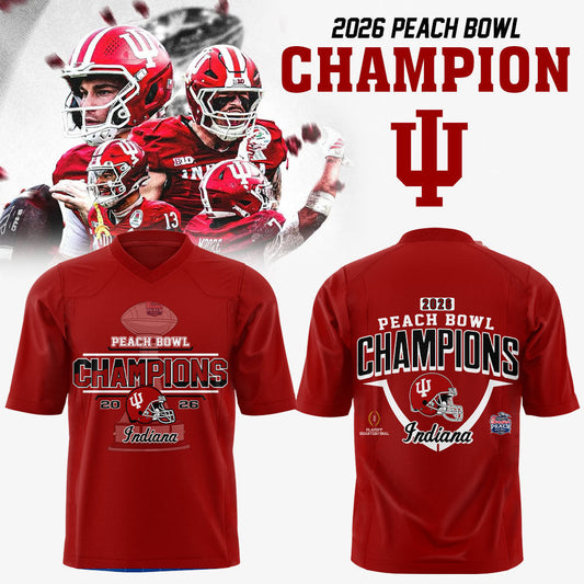 Indiana Hoosiers Peach Bowl Champion 2026 Red Football Jersey
