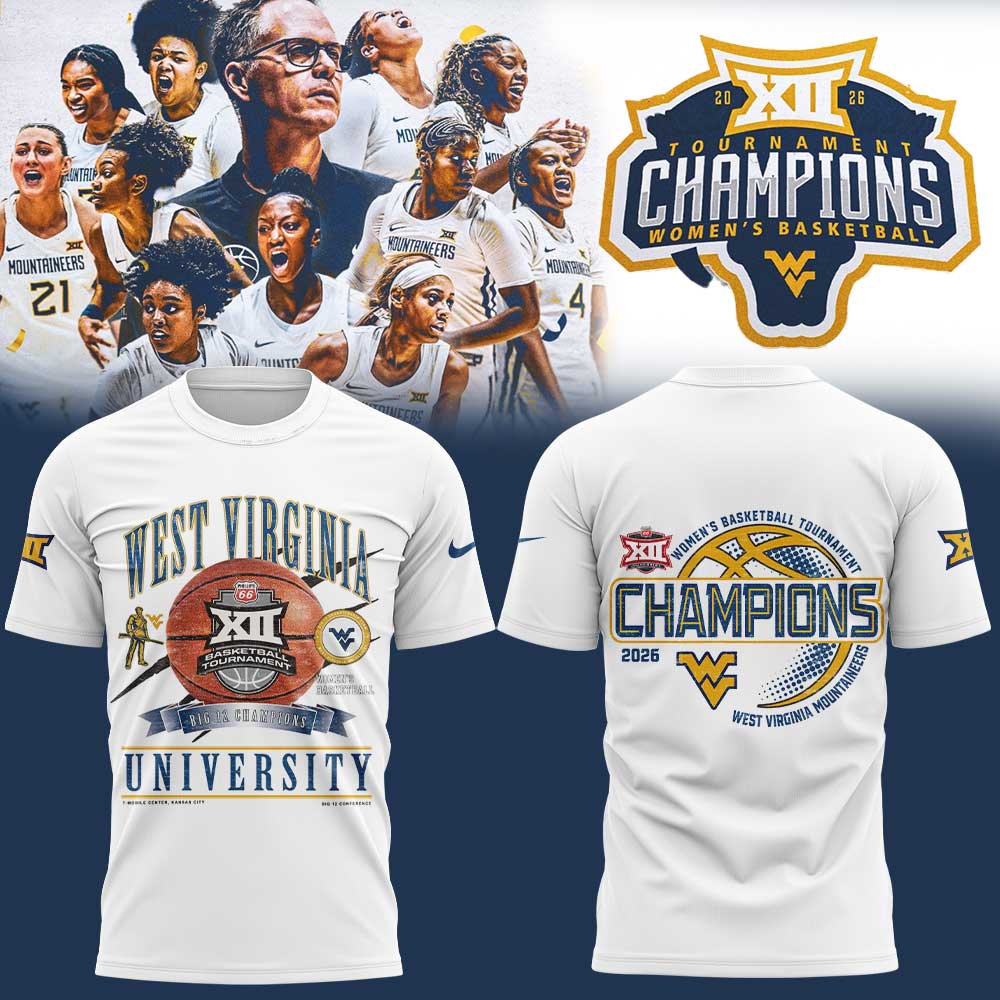 WVU Women™s Basketball 2026 Big 12 Women™s Basketball Tournament Championship White Shirt V2