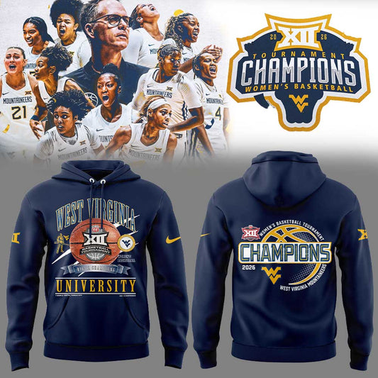 WVU Women™s Basketball 2026 Big 12 Women™s Basketball Tournament Championship Blue Hoodie V2