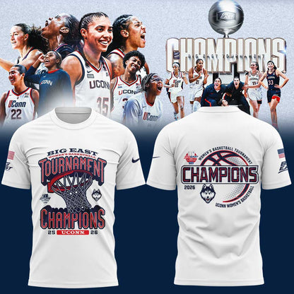UConn Women™s Basketball 2026 BIG EAST Tournament Champions White Shirt V2