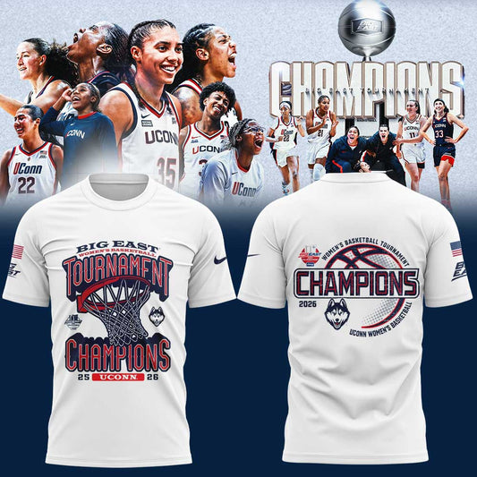 UConn Women™s Basketball 2026 BIG EAST Tournament Champions White Shirt V2