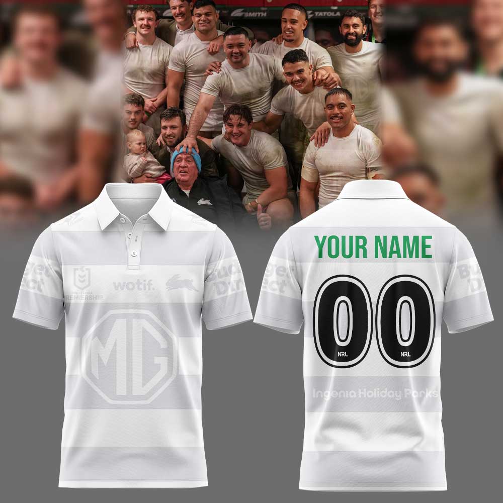 SS Rabbitohs Arrow White 2026 Polo Custom Name, Number
