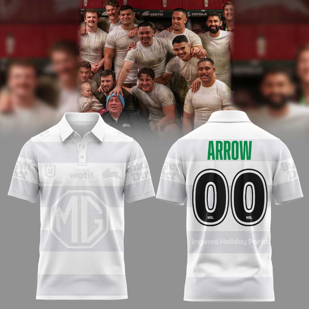 SS Rabbitohs Arrow White 2026 Polo Custom Number