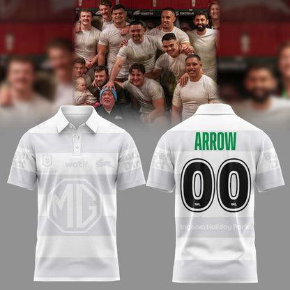 SS Rabbitohs Arrow White 2026 Polo Custom Number