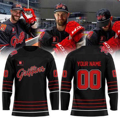 Grand Rapids Griffins Red Kettle Uniform Hockey Jersey Custom Name, Number