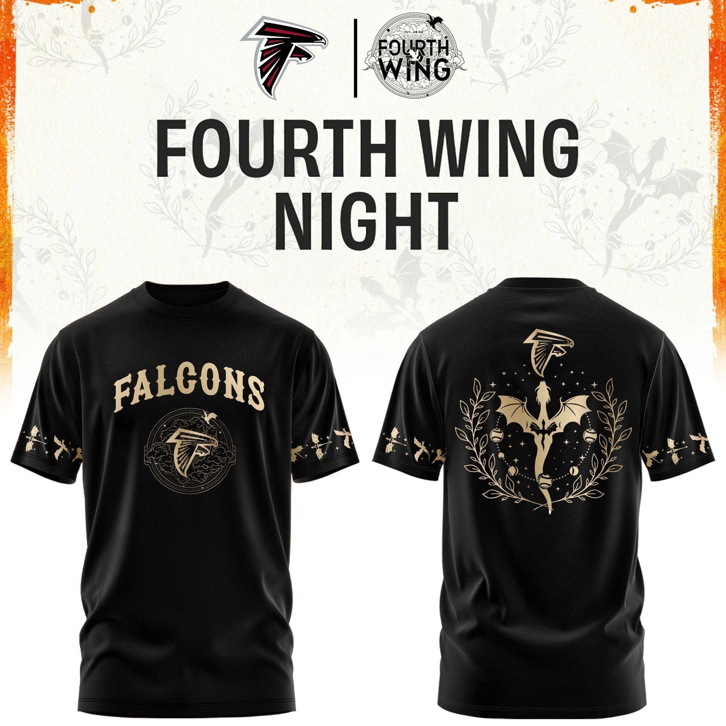 A Falcons Fourth Wings Night Black Shirt