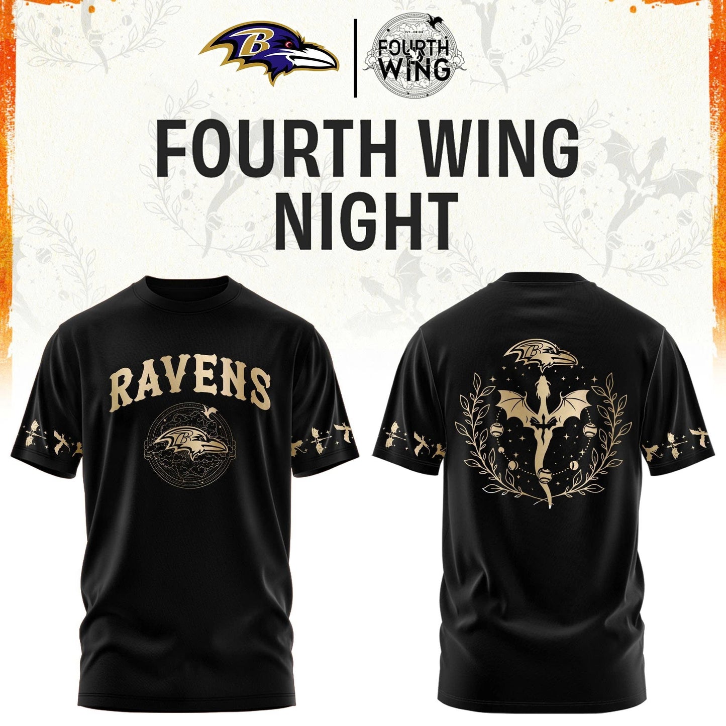 B Ravens Fourth Wings Night Black Shirt