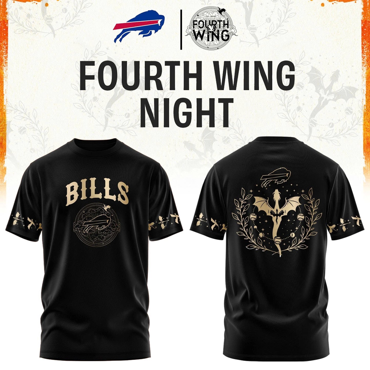 B Bills Fourth Wings Night Black Shirt