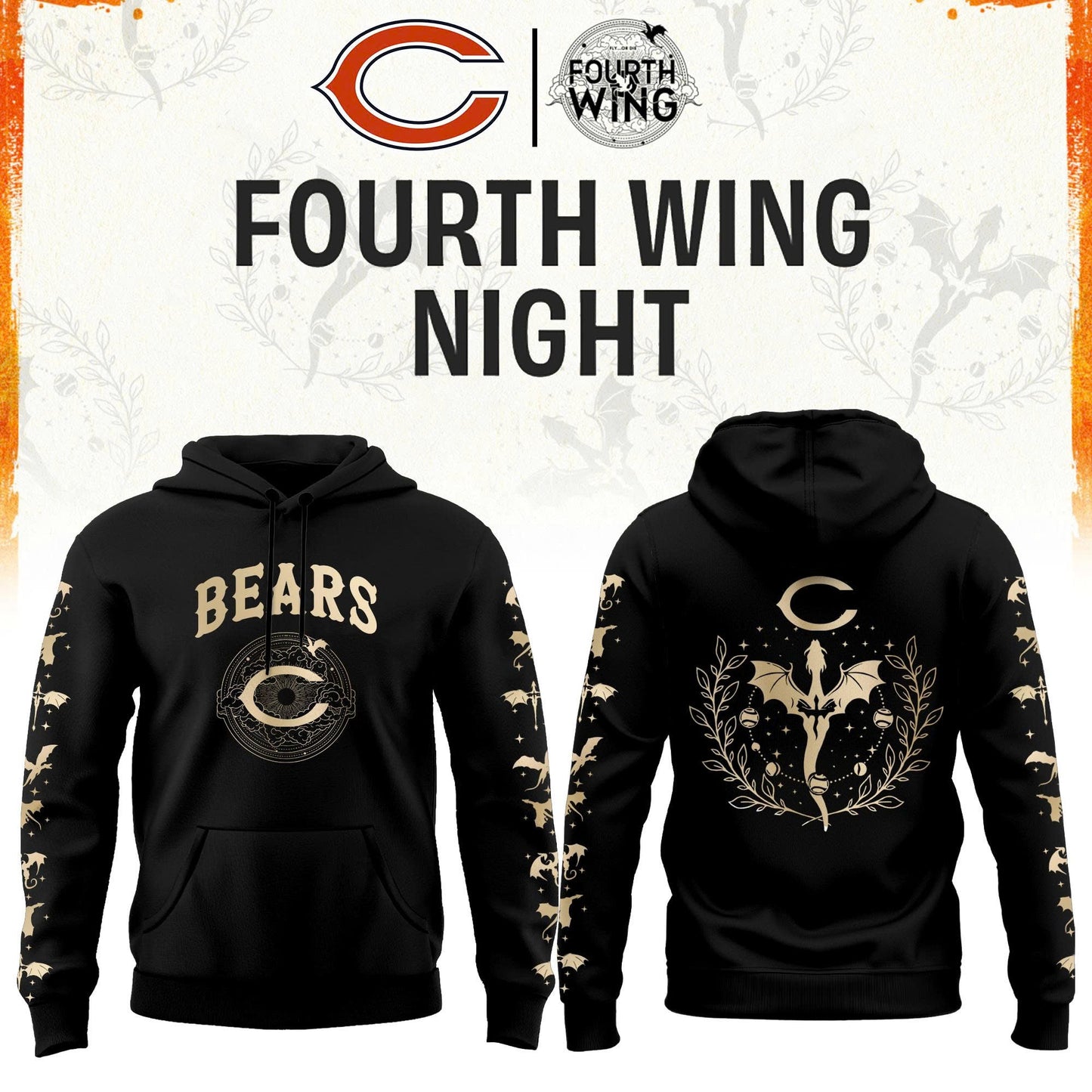 C Bears Fourth Wings Night Black Hoodie