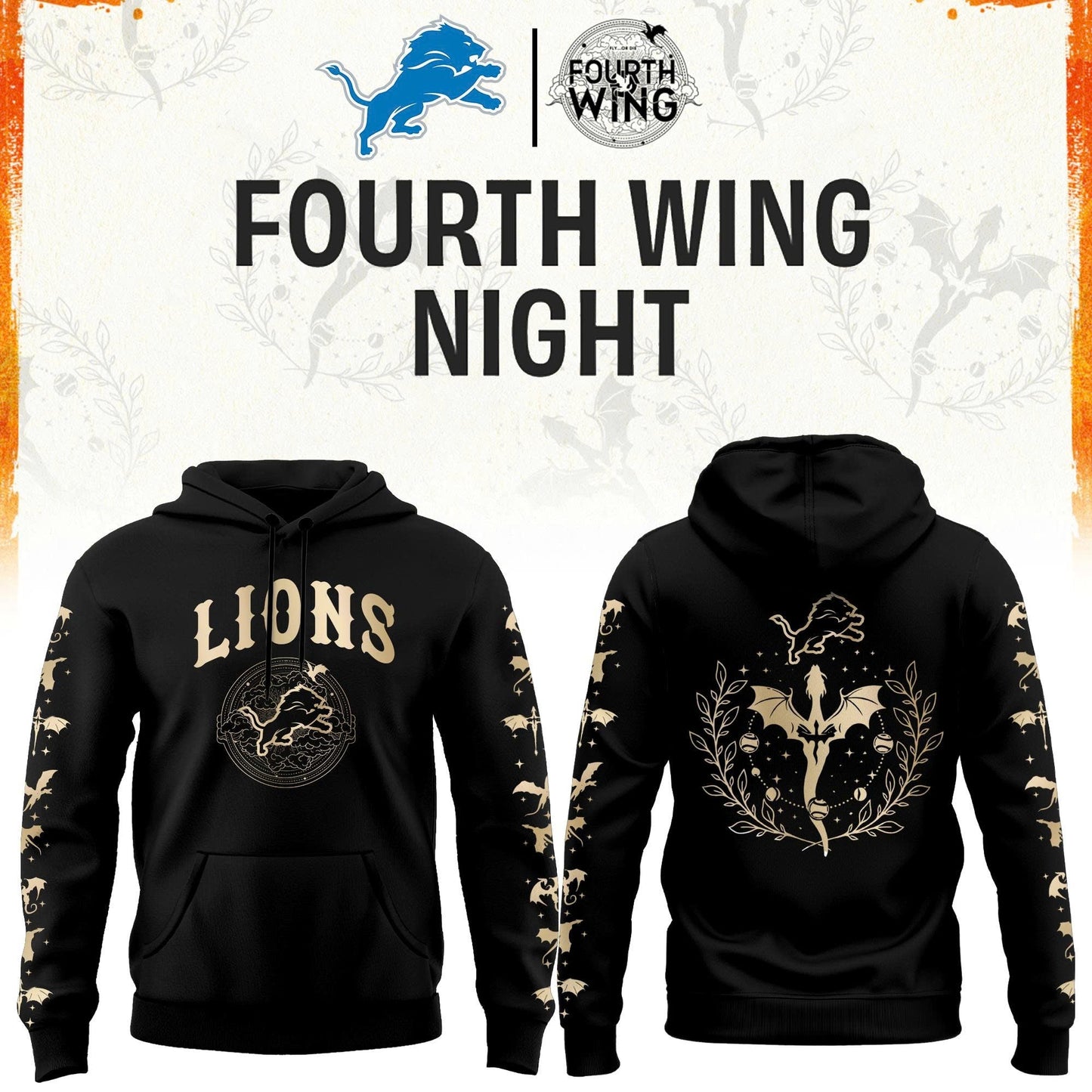 D Lions Fourth Wings Night Black Hoodie