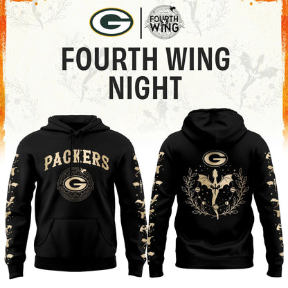 GB Packers Fourth Wings Night Black Hoodie