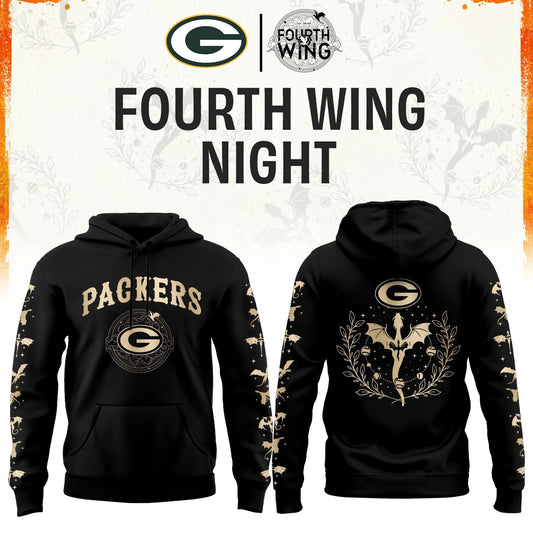 GB Packers Fourth Wings Night Black Hoodie