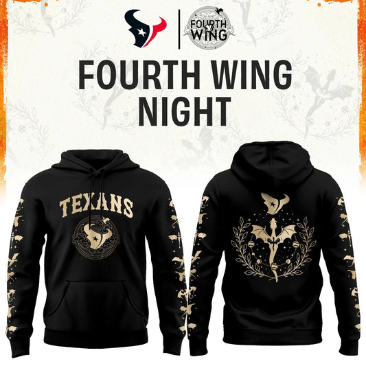 H Texans Fourth Wings Night Black Hoodie
