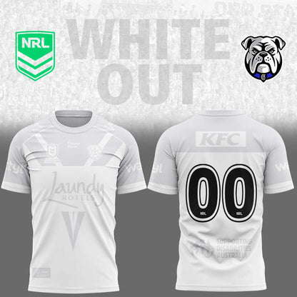 C-B Bulldogs White out NRL Limited Edition Shirt Custom Number