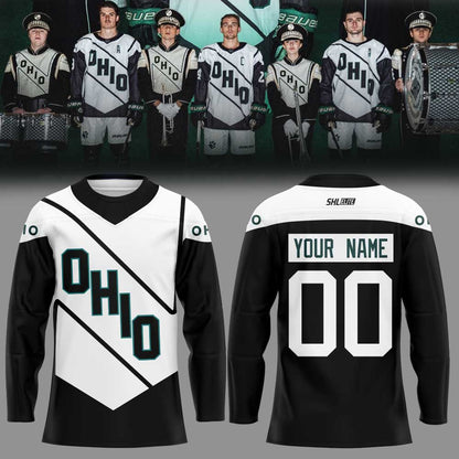Ohio Bobcats Hockey X Marching 110 Hockey Jersey Custom Name, Number