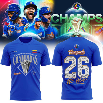 Team Beisbol Venezuela 2026 World Baseball Classic Champions Blue Shirt V5