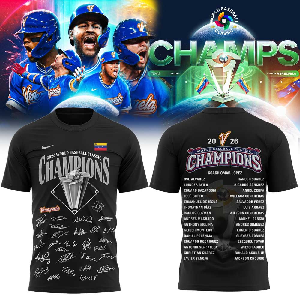 Team Beisbol Venezuela 2026 World Baseball Classic Champions Signature Black Shirt V2