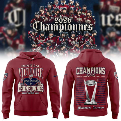 Victoire de Montréal championne Coupe Walter LPHF 2026 Hoodie Red