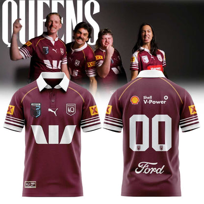 Queensland Maroons 2026 Uniform Polo Custom Number