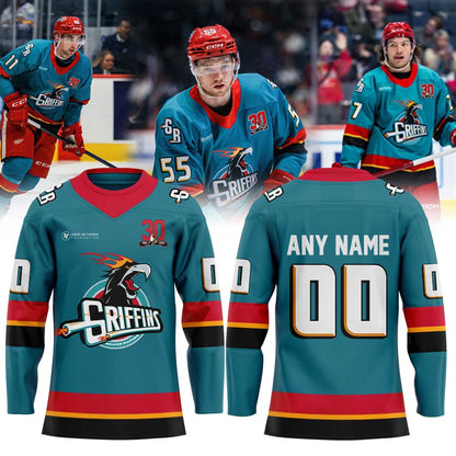 Grand Rapids Griffins Hat tricks and Hoops Night Hockey Jersey Custom Name, Number