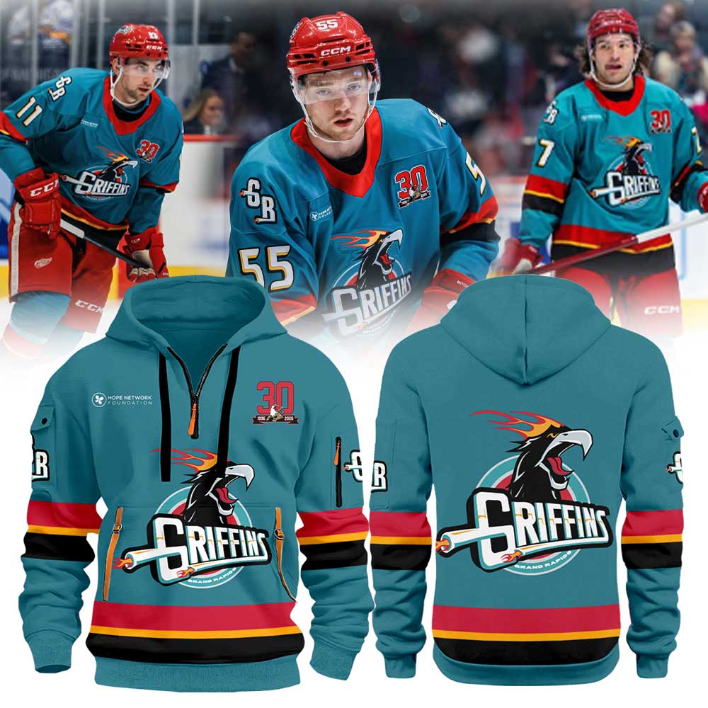 Grand Rapids Griffins Hat tricks and Hoops Night Zip 1/4 Hoodie
