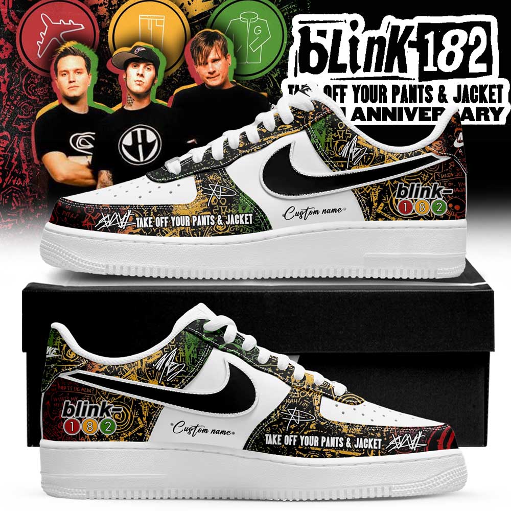 Blink-182 Day Pop-Up 25th album Take Off Your Pants and Jacket Limited Signature Custom Name Shoes