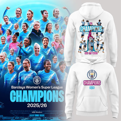 Manchester City Women Our incredible journey to the 2025/26 WSL title WSL CHAMPIONS! Hoodie White