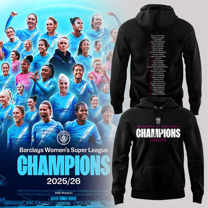 Manchester City Women Our incredible journey to the 2025/26 WSL title WSL CHAMPIONS! Hoodie Black V2
